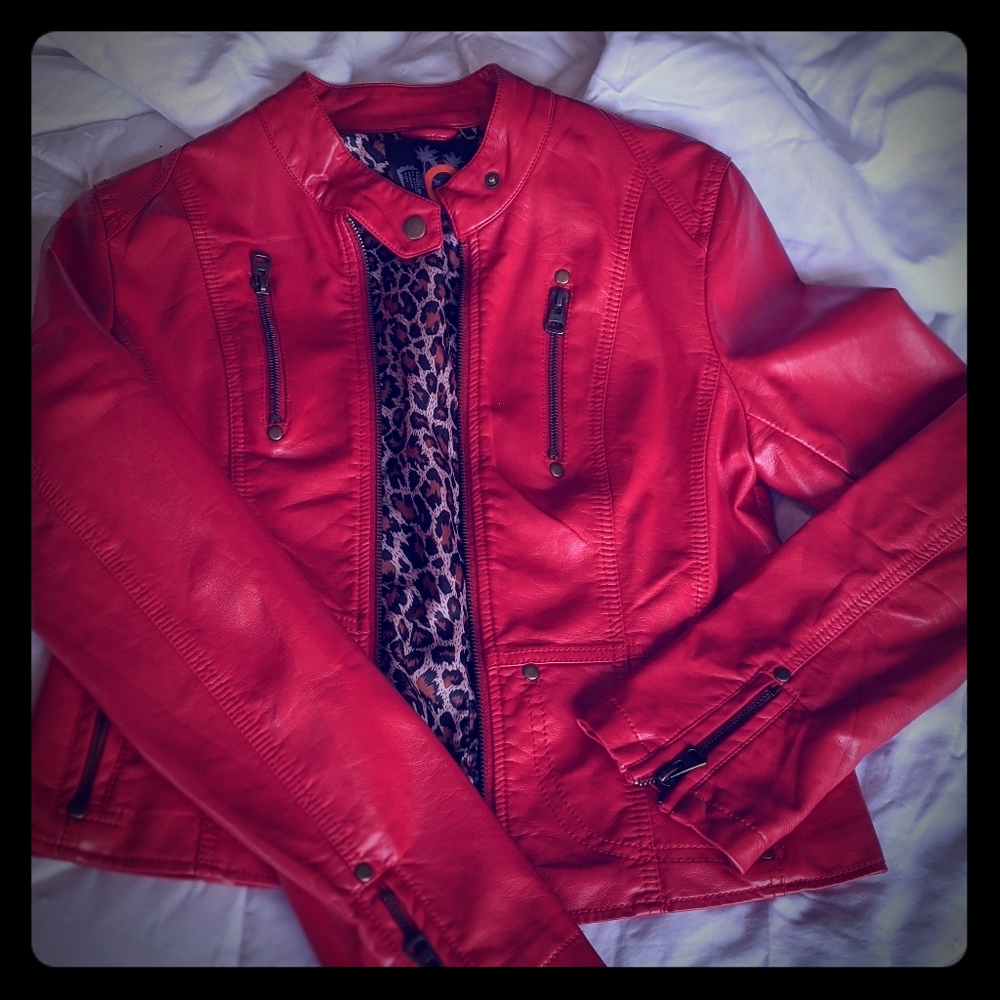 Red Faux Leather Jacket